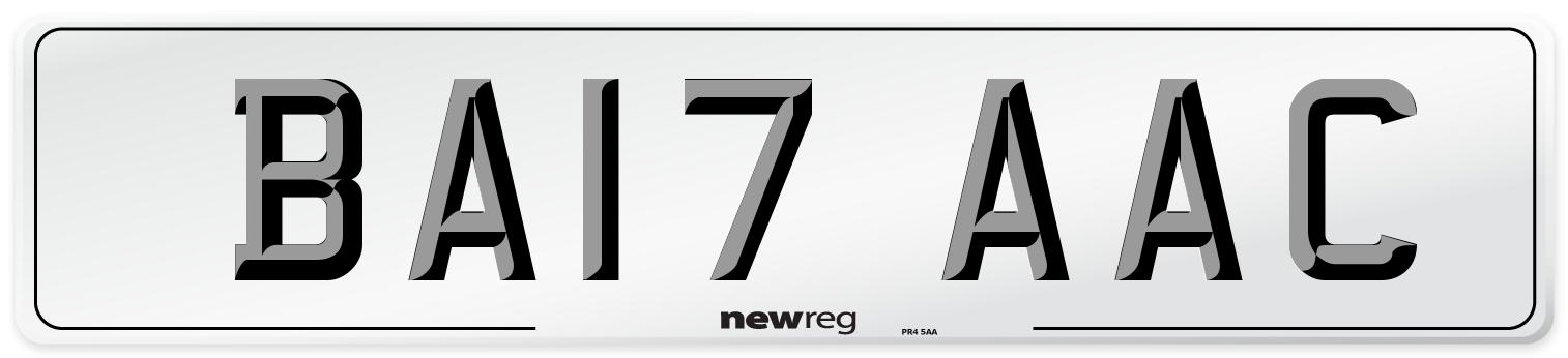BA17 AAC Number Plate from New Reg